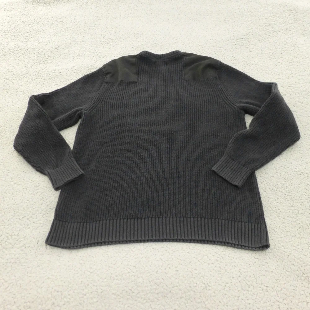Goodthreads Sweater Mens Medium Black Military Elbow Patches Utility Cotton